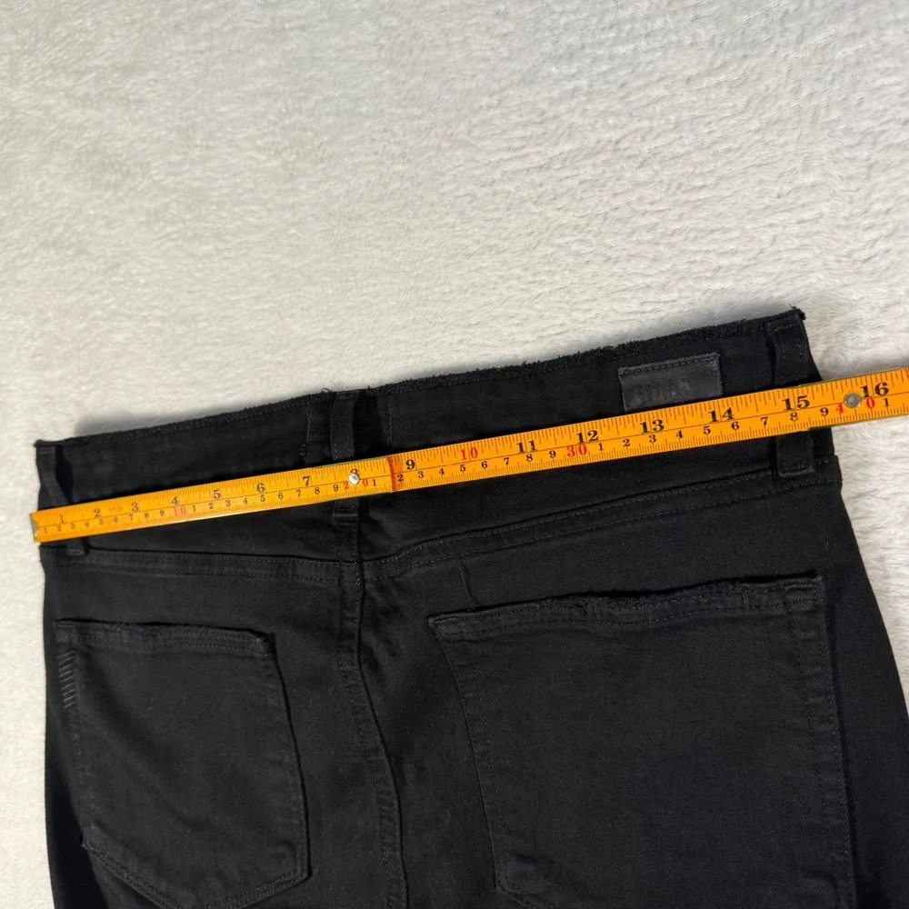 Paige Verdugo Crop Jeans Womens 30 Black Distressed‎ Skinny Ripped Raw Hem USA